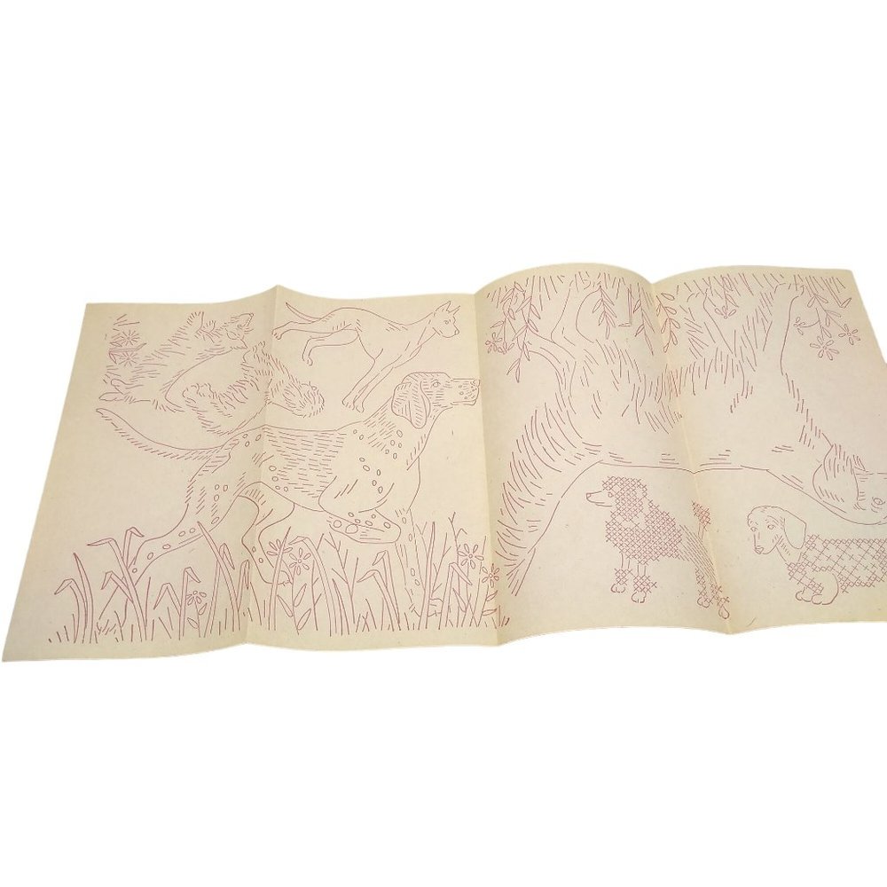 Vintage Hunting Dogs Transfer Patterns, MCM Workbasket Iron On Transfers, 1960s